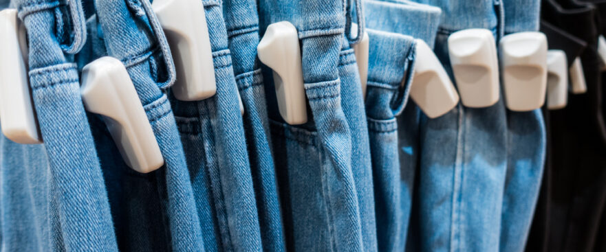 Jeans with anti-theft tags